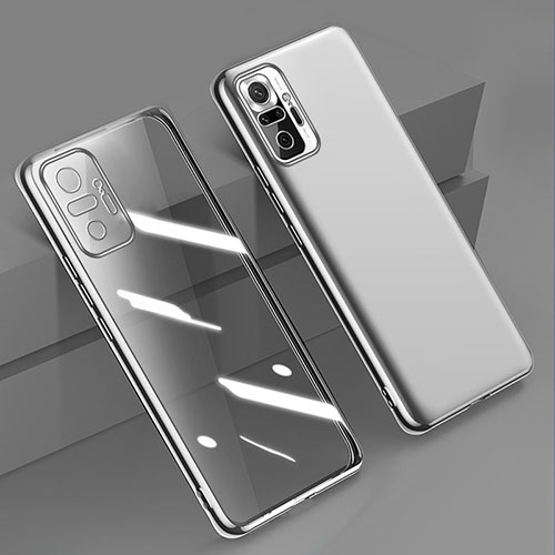 Ultra-thin Transparent TPU Soft Case Cover H01 for Xiaomi Redmi Note 10 Pro 4G Silver