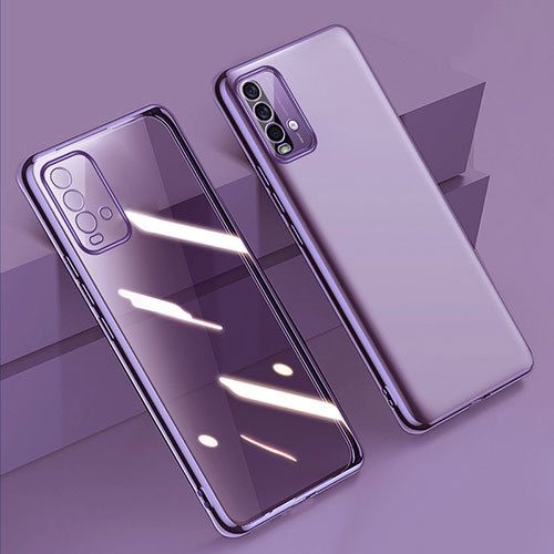 Ultra-thin Transparent TPU Soft Case Cover H01 for Xiaomi Redmi Note 9 4G Purple