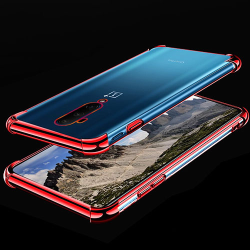 Ultra-thin Transparent TPU Soft Case Cover H02 for OnePlus 7T Pro 5G Red