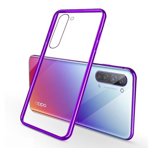 Ultra-thin Transparent TPU Soft Case Cover H02 for Oppo F15 Purple