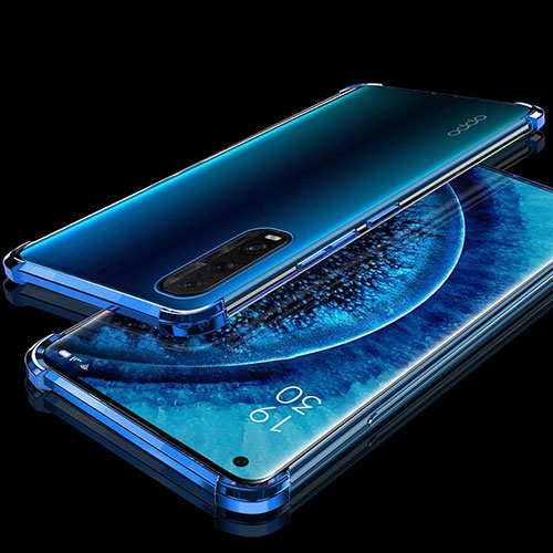 Ultra-thin Transparent TPU Soft Case Cover H02 for Oppo Find X2 Blue