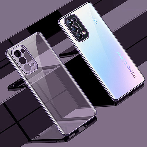 Ultra-thin Transparent TPU Soft Case Cover H02 for Oppo Find X3 Lite 5G Purple