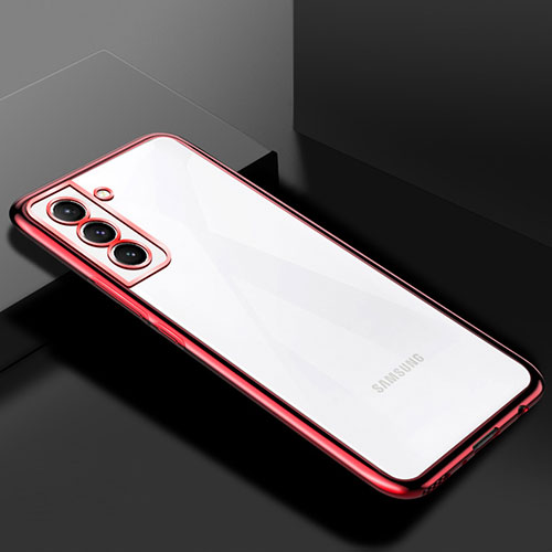 Ultra-thin Transparent TPU Soft Case Cover H02 for Samsung Galaxy S21 FE 5G Red