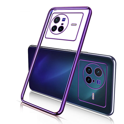 Ultra-thin Transparent TPU Soft Case Cover H02 for Vivo X80 5G Purple