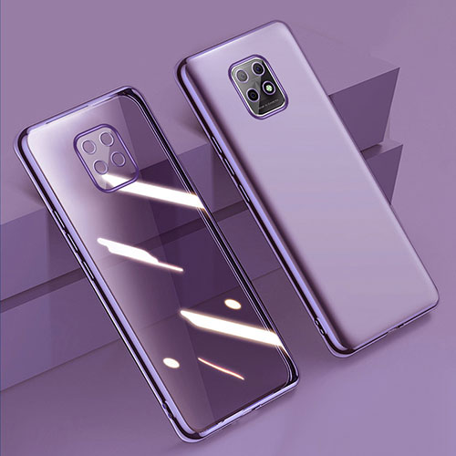 Ultra-thin Transparent TPU Soft Case Cover H02 for Xiaomi Redmi 10X 5G Purple