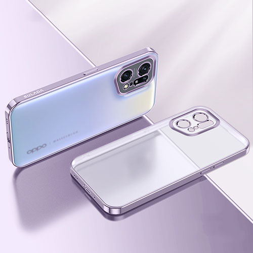 Ultra-thin Transparent TPU Soft Case Cover H03 for Oppo Find X5 Pro 5G Purple