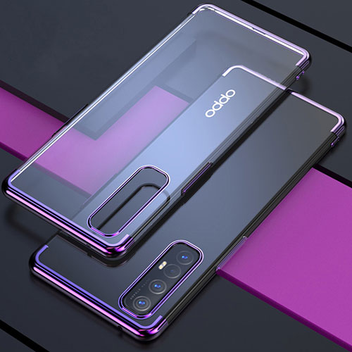 Ultra-thin Transparent TPU Soft Case Cover H03 for Oppo Reno3 Pro Purple