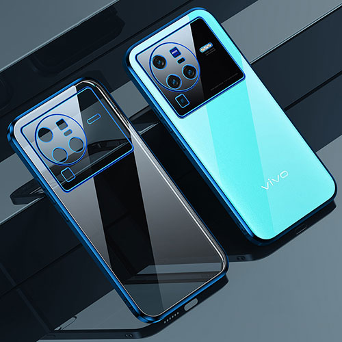 Ultra-thin Transparent TPU Soft Case Cover H03 for Vivo X80 Pro 5G Blue