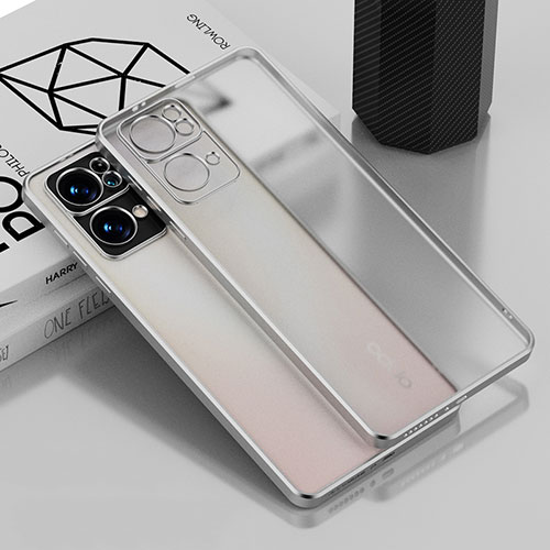 Ultra-thin Transparent TPU Soft Case Cover H04 for Oppo Reno7 Pro 5G Silver