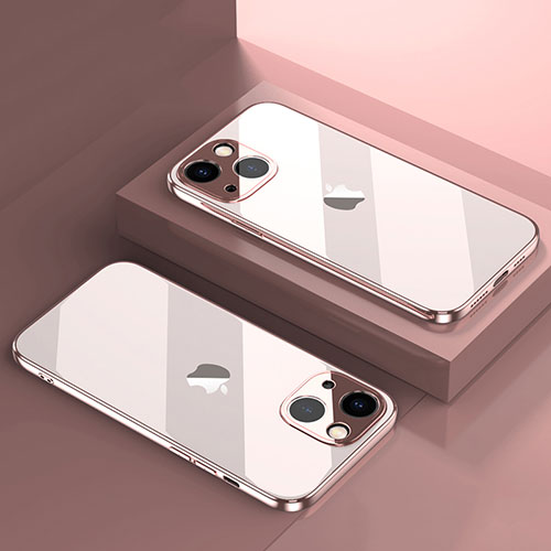 Ultra-thin Transparent TPU Soft Case Cover H05 for Apple iPhone 14 Plus Rose Gold