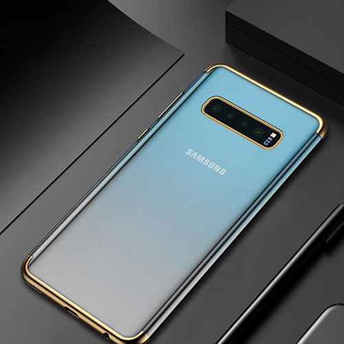 Ultra-thin Transparent TPU Soft Case Cover H07 for Samsung Galaxy S10 5G Gold