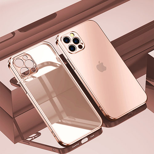 Ultra-thin Transparent TPU Soft Case Cover H11 for Apple iPhone 16 Pro Max Rose Gold