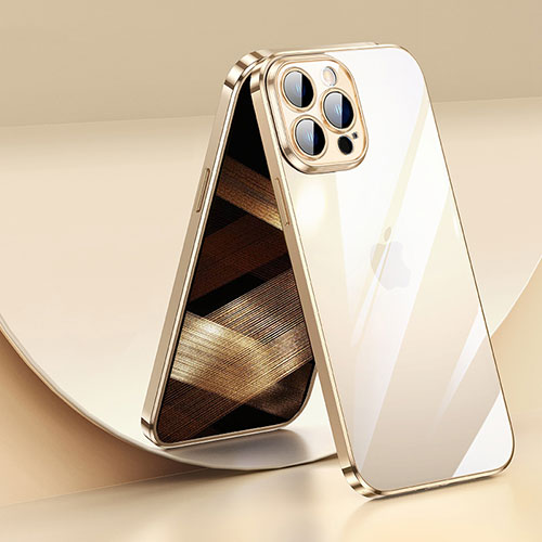 Ultra-thin Transparent TPU Soft Case Cover LD2 for Apple iPhone 15 Pro Gold