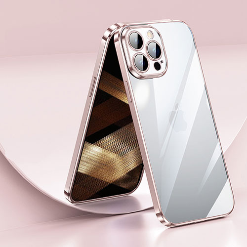 Ultra-thin Transparent TPU Soft Case Cover LD2 for Apple iPhone 15 Pro Rose Gold