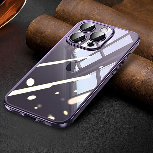 Ultra-thin Transparent TPU Soft Case Cover LD7 for Apple iPhone 14 Pro Purple