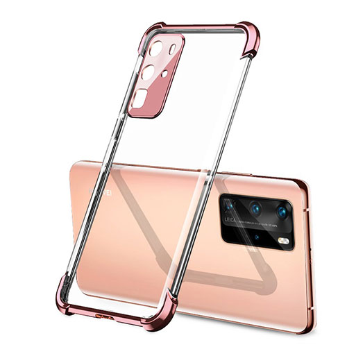 Ultra-thin Transparent TPU Soft Case Cover S01 for Huawei P40 Pro Rose Gold