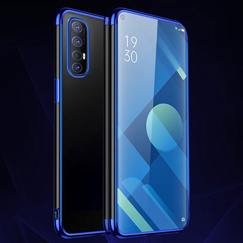 Ultra-thin Transparent TPU Soft Case Cover S01 for Oppo Reno3 Pro Blue