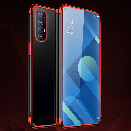 Ultra-thin Transparent TPU Soft Case Cover S01 for Oppo Reno3 Pro Red