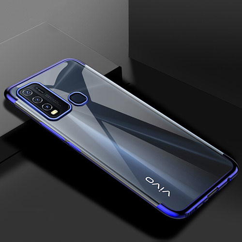 Ultra-thin Transparent TPU Soft Case Cover S01 for Vivo Y50 Blue