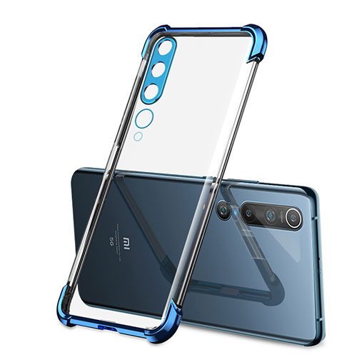 Ultra-thin Transparent TPU Soft Case Cover S01 for Xiaomi Mi 10 Blue