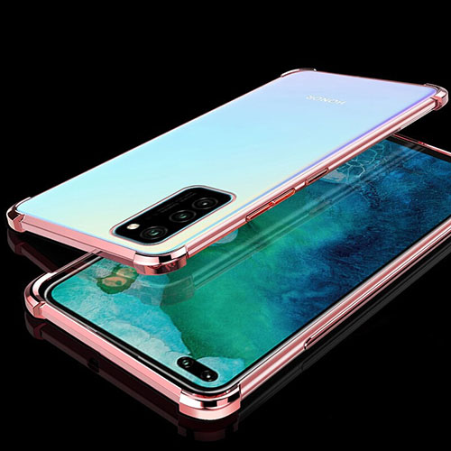 Ultra-thin Transparent TPU Soft Case Cover S02 for Huawei Honor V30 5G Rose Gold