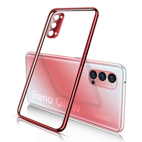 Ultra-thin Transparent TPU Soft Case Cover S02 for Oppo Reno4 Pro 5G Red