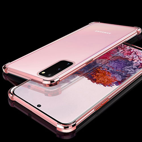 Ultra-thin Transparent TPU Soft Case Cover S03 for Samsung Galaxy S20 Rose Gold