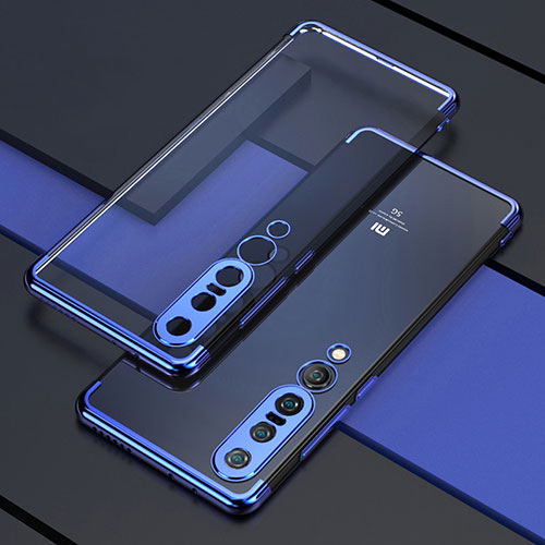 Ultra-thin Transparent TPU Soft Case Cover S03 for Xiaomi Mi 10 Pro Blue