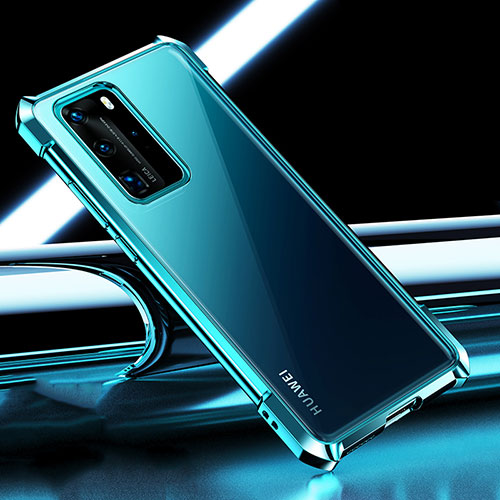 Ultra-thin Transparent TPU Soft Case Cover S04 for Huawei P40 Pro Cyan