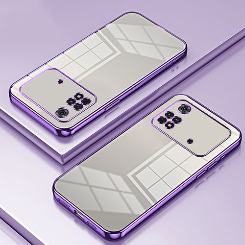 Ultra-thin Transparent TPU Soft Case Cover SY1 for Xiaomi Poco M4 Pro 4G Purple