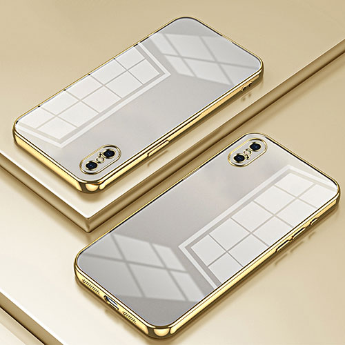 Ultra-thin Transparent TPU Soft Case Cover SY2 for Apple iPhone Xs Gold