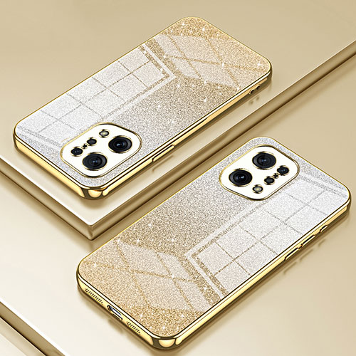 Ultra-thin Transparent TPU Soft Case Cover SY2 for Oppo Find X5 5G Gold