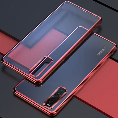 Ultra-thin Transparent TPU Soft Case Cover U01 for Oppo Find X2 Pro Red