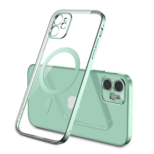 Ultra-thin Transparent TPU Soft Case Cover with Mag-Safe Magnetic M01 for Apple iPhone 12 Matcha Green