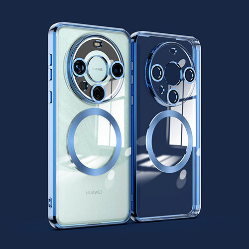 Ultra-thin Transparent TPU Soft Case Cover with Mag-Safe Magnetic P01 for Huawei Mate 60 Pro Blue