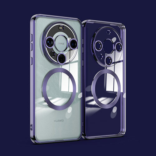 Ultra-thin Transparent TPU Soft Case Cover with Mag-Safe Magnetic P01 for Huawei Mate 60 Pro+ Plus Purple