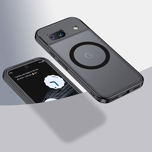 Ultra-thin Transparent TPU Soft Case Cover with Mag-Safe Magnetic QK1 for Google Pixel 8a 5G Black