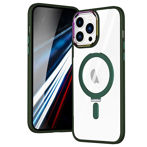 Ultra-thin Transparent TPU Soft Case Cover with Mag-Safe Magnetic SD1 for Apple iPhone 13 Pro Max Green