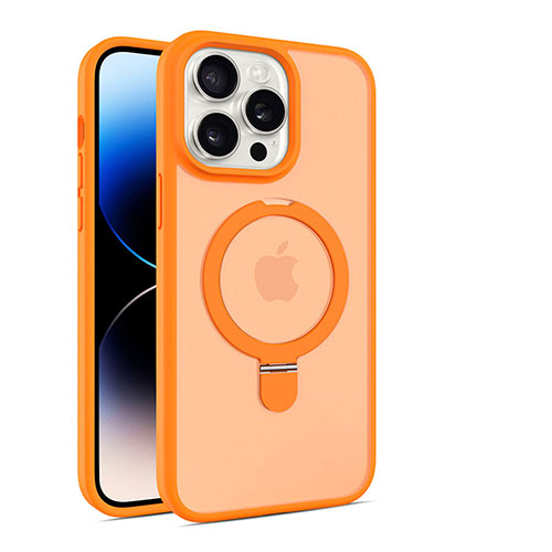 Ultra-thin Transparent TPU Soft Case Cover with Mag-Safe Magnetic T02 for Apple iPhone 15 Pro Max Orange