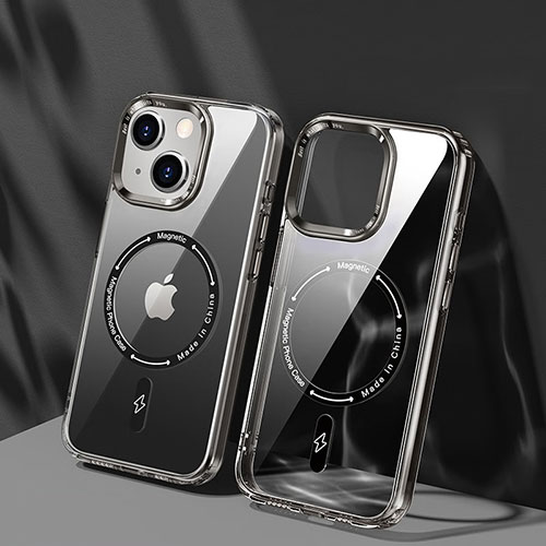 Ultra-thin Transparent TPU Soft Case Cover with Mag-Safe Magnetic TB1 for Apple iPhone 15 Gray
