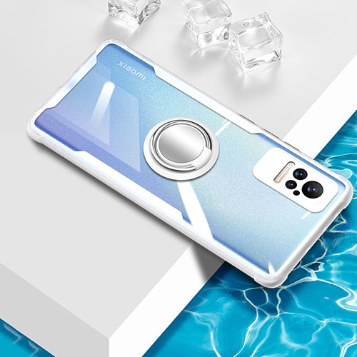 Ultra-thin Transparent TPU Soft Case Cover with Magnetic Finger Ring Stand BH1 for Xiaomi Civi 1S 5G White