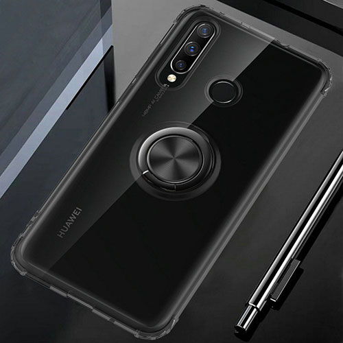 Ultra-thin Transparent TPU Soft Case Cover with Magnetic Finger Ring Stand C01 for Huawei Honor 20i Black