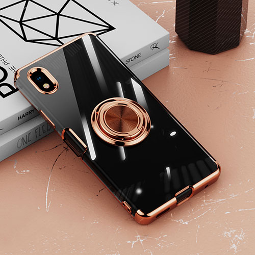 Ultra-thin Transparent TPU Soft Case Cover with Magnetic Finger Ring Stand for Sony Xperia Ace III SO-53C Rose Gold