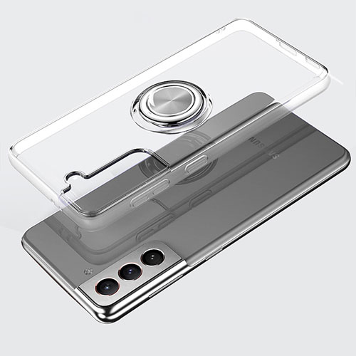 Ultra-thin Transparent TPU Soft Case Cover with Magnetic Finger Ring Stand S02 for Samsung Galaxy S23 Plus 5G Clear