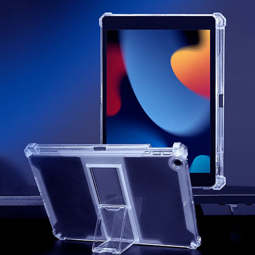 Ultra-thin Transparent TPU Soft Case Cover with Stand for Apple iPad 10.2 (2019) Clear