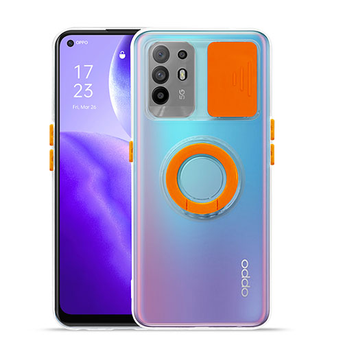 Ultra-thin Transparent TPU Soft Case Cover with Stand for Oppo A94 5G Orange