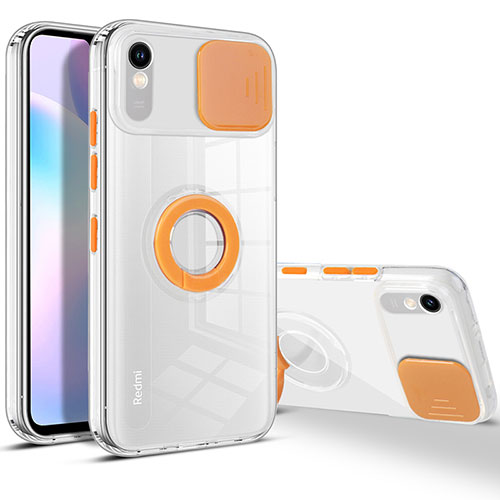 Ultra-thin Transparent TPU Soft Case Cover with Stand for Xiaomi Redmi 9A Orange