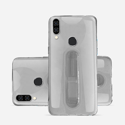 Ultra-thin Transparent TPU Soft Case Cover with Stand S01 for Huawei Nova 3e Gray