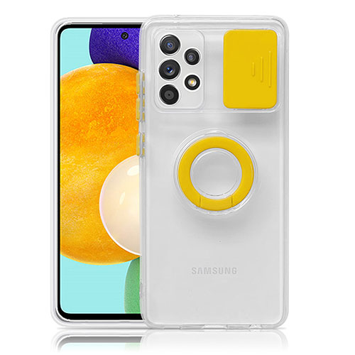 Ultra-thin Transparent TPU Soft Case Cover with Stand S01 for Samsung Galaxy A52 4G Yellow