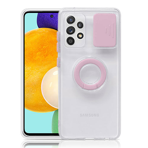 Ultra-thin Transparent TPU Soft Case Cover with Stand S01 for Samsung Galaxy A52s 5G Pink